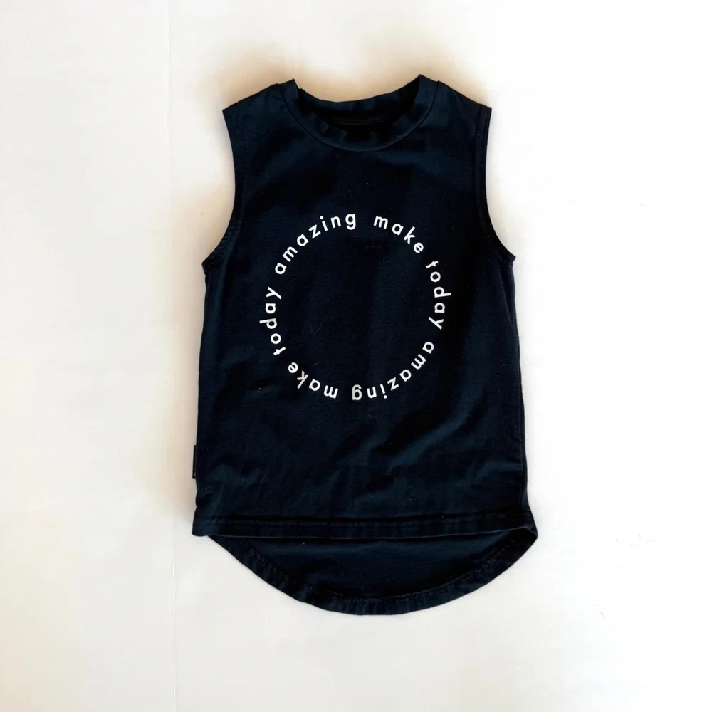 Tiny Tribe Australia Geo Tank & Skirt Set | Black + Grey | Girls Size 5